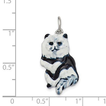 Sterling Silver Enameled Black & White Cat Charm