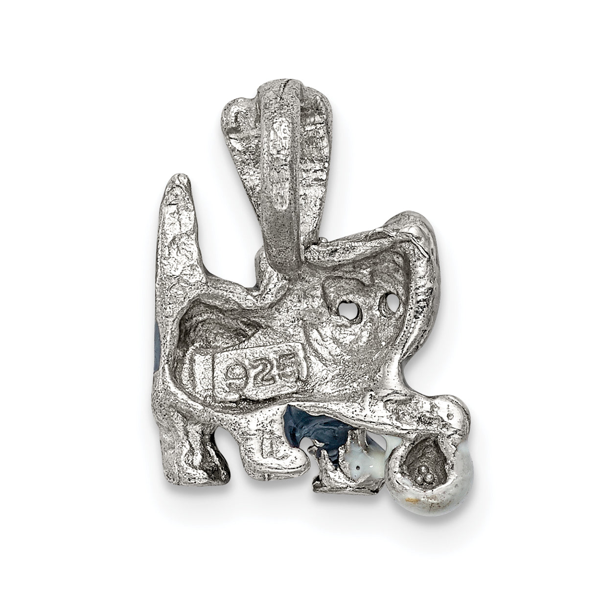 Sterling Silver Enamel Grey & White Cat Pendant Playing With Ball