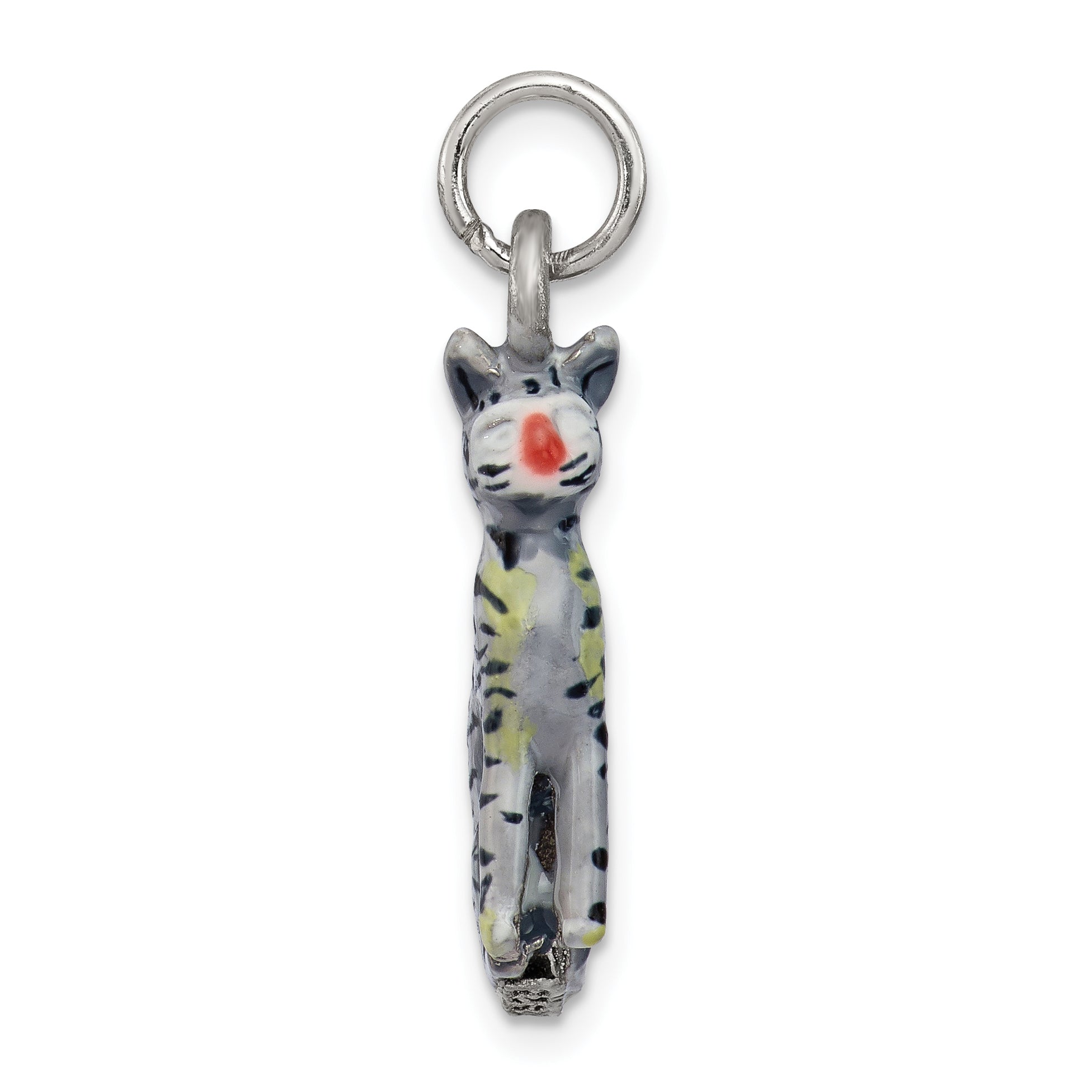 Sterling Silver Enamel Cat Sitting Charm