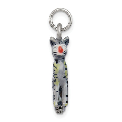 Sterling Silver Enamel Cat Sitting Charm