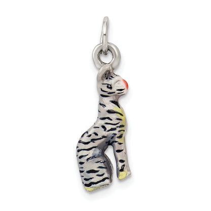 Sterling Silver Enamel Cat Sitting Charm