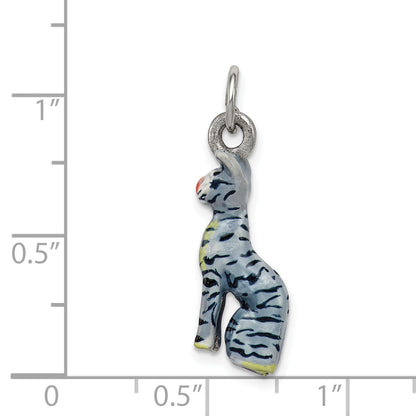 Sterling Silver Enamel Cat Sitting Charm