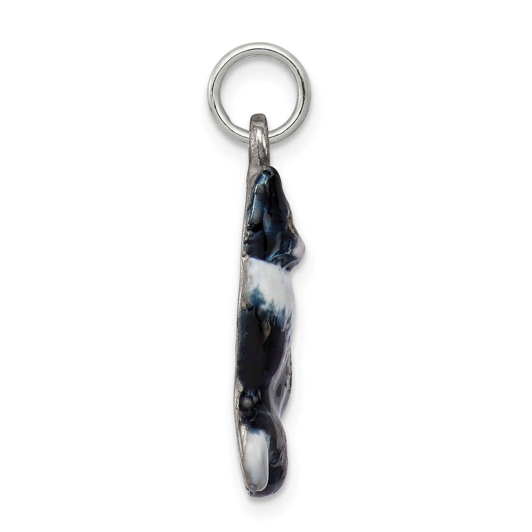 Sterling Silver Enamel Black & White Cat Charm