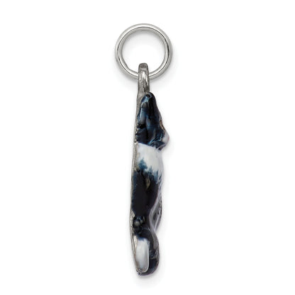 Sterling Silver Enamel Black & White Cat Charm