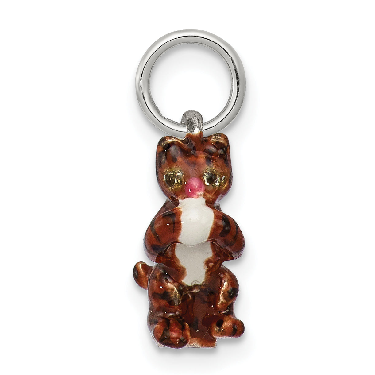 Sterling Silver Enamel Cat Playing With Yarn Charm