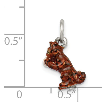 Sterling Silver Enamel Cat Playing With Yarn Charm