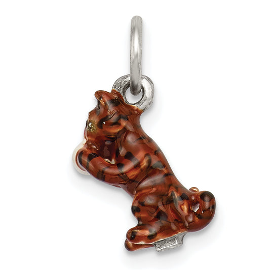 Sterling Silver Enamel Cat Playing With Yarn Charm