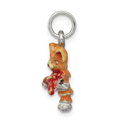 Sterling Silver Enamel Cat Playing The Violin Charm