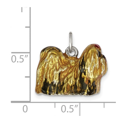 Sterling Silver Enameled Full Shih Tzu Charm