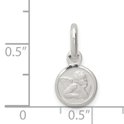 Sterling Silver Rhodium-Plated Satin Angel Charm