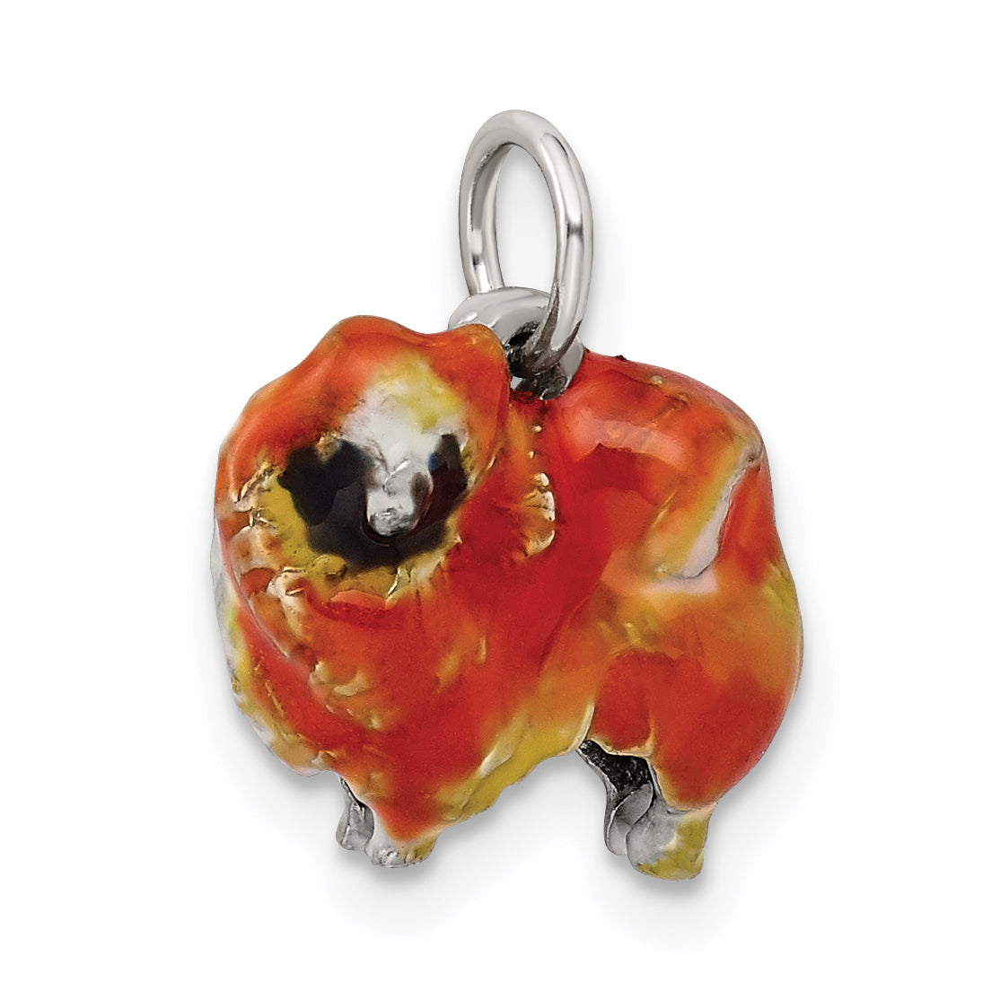 Sterling Silver Enameled Pekingese Charm