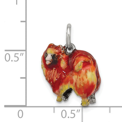 Sterling Silver Enameled Pekingese Charm