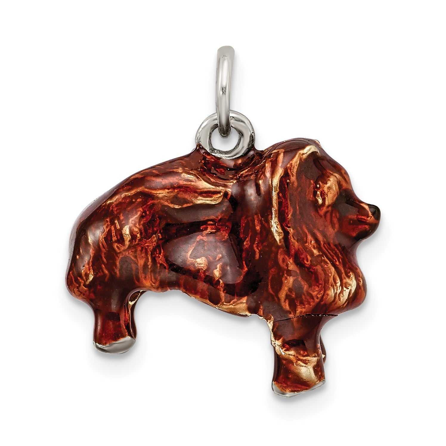 Sterling Silver Enameled Large Pomeranian Charm