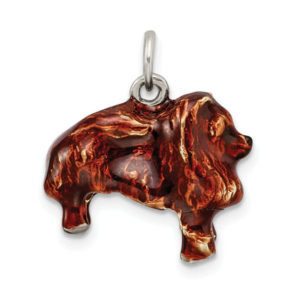 Sterling Silver Enameled Large Pomeranian Charm