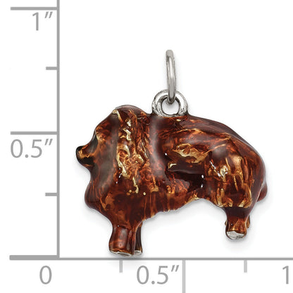 Sterling Silver Enameled Large Pomeranian Charm