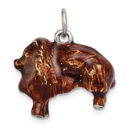 Sterling Silver Enameled Large Pomeranian Charm