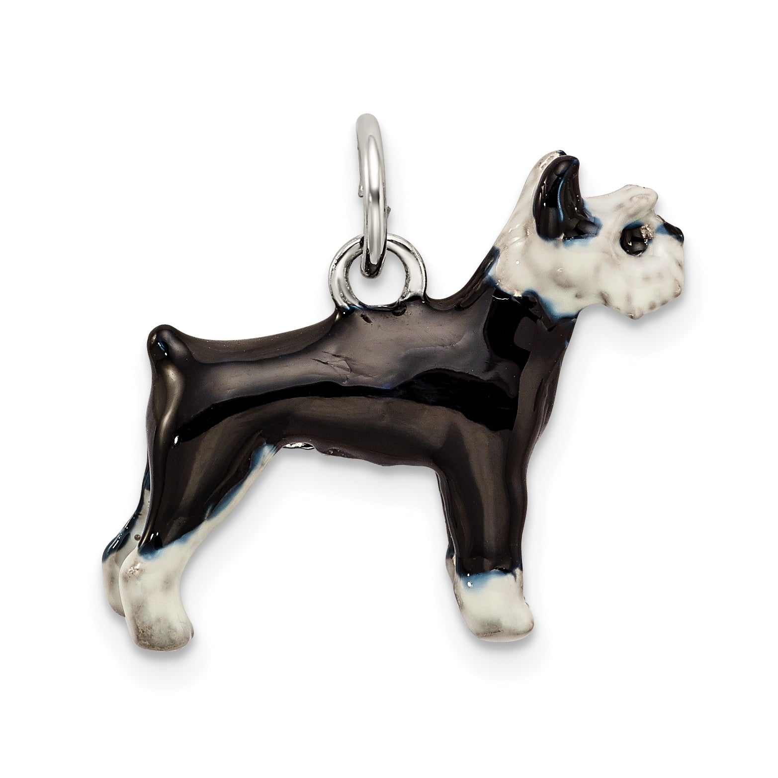 Sterling Silver Enameled Schnauzer Charm