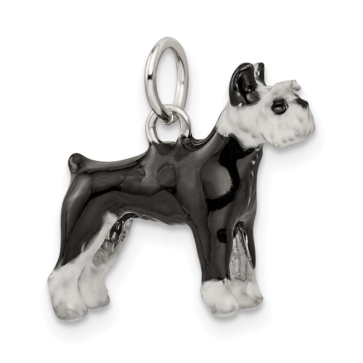 Sterling Silver Enameled Schnauzer Charm