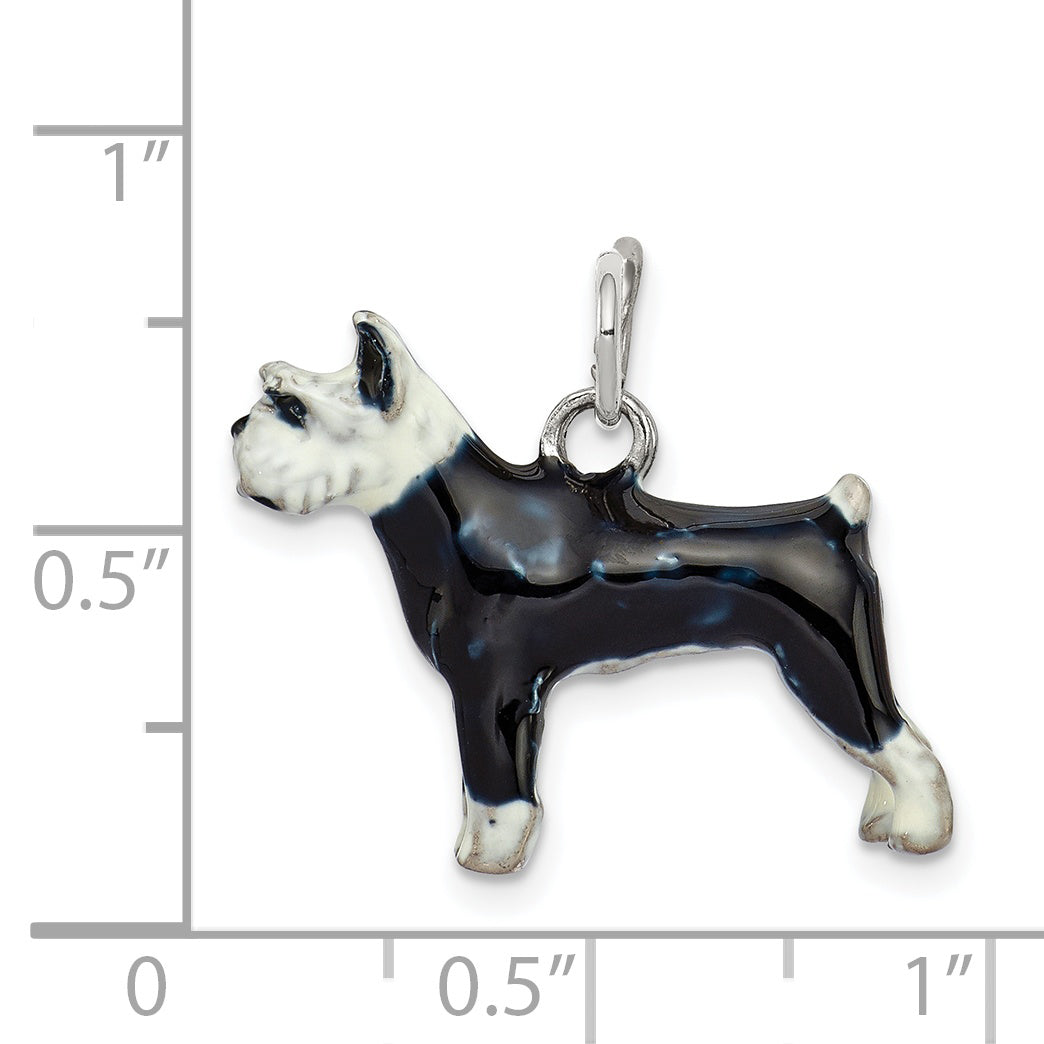 Sterling Silver Enameled Schnauzer Charm