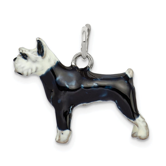 Sterling Silver Enameled Schnauzer Charm