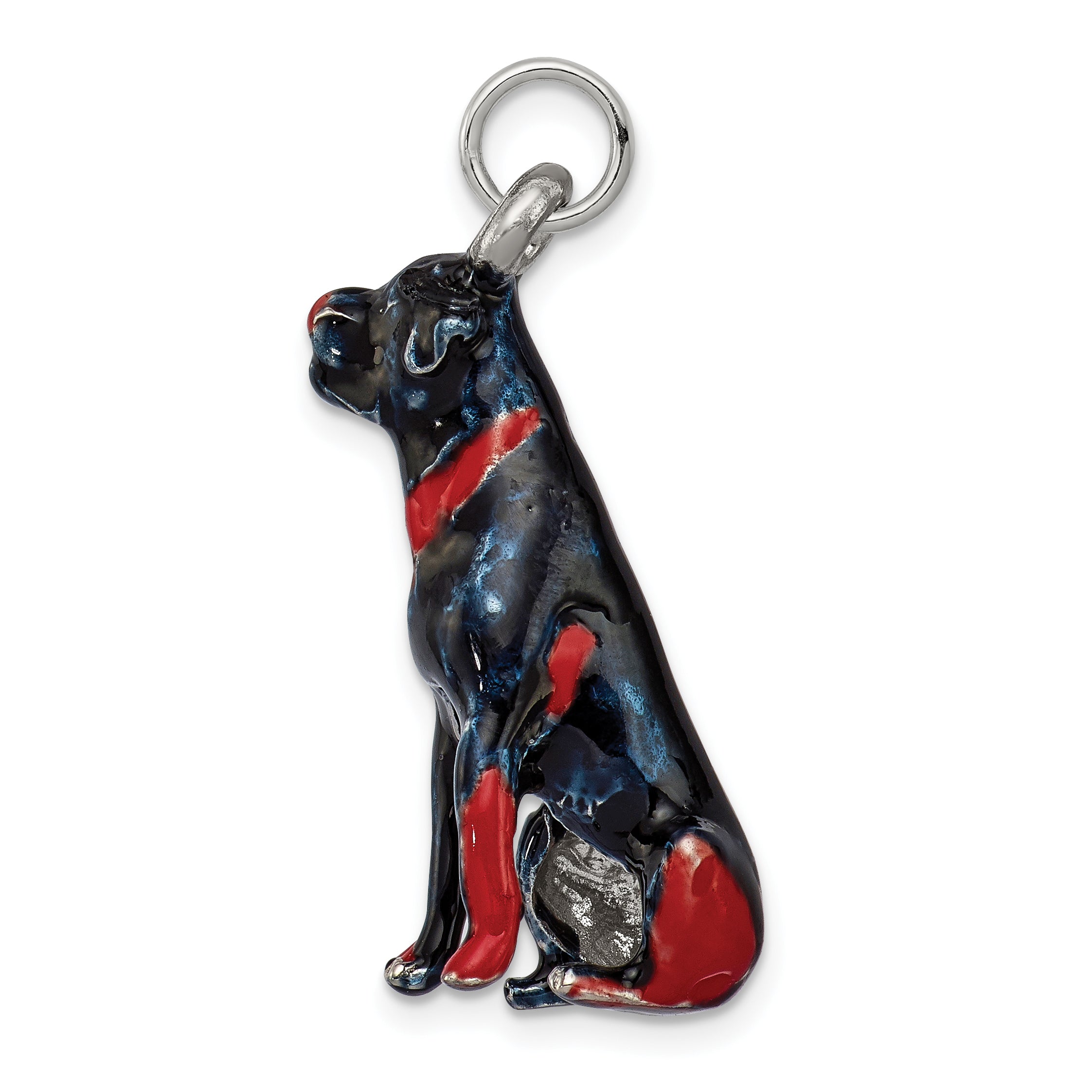 Sterling Silver Enamel Rottweiler Charm