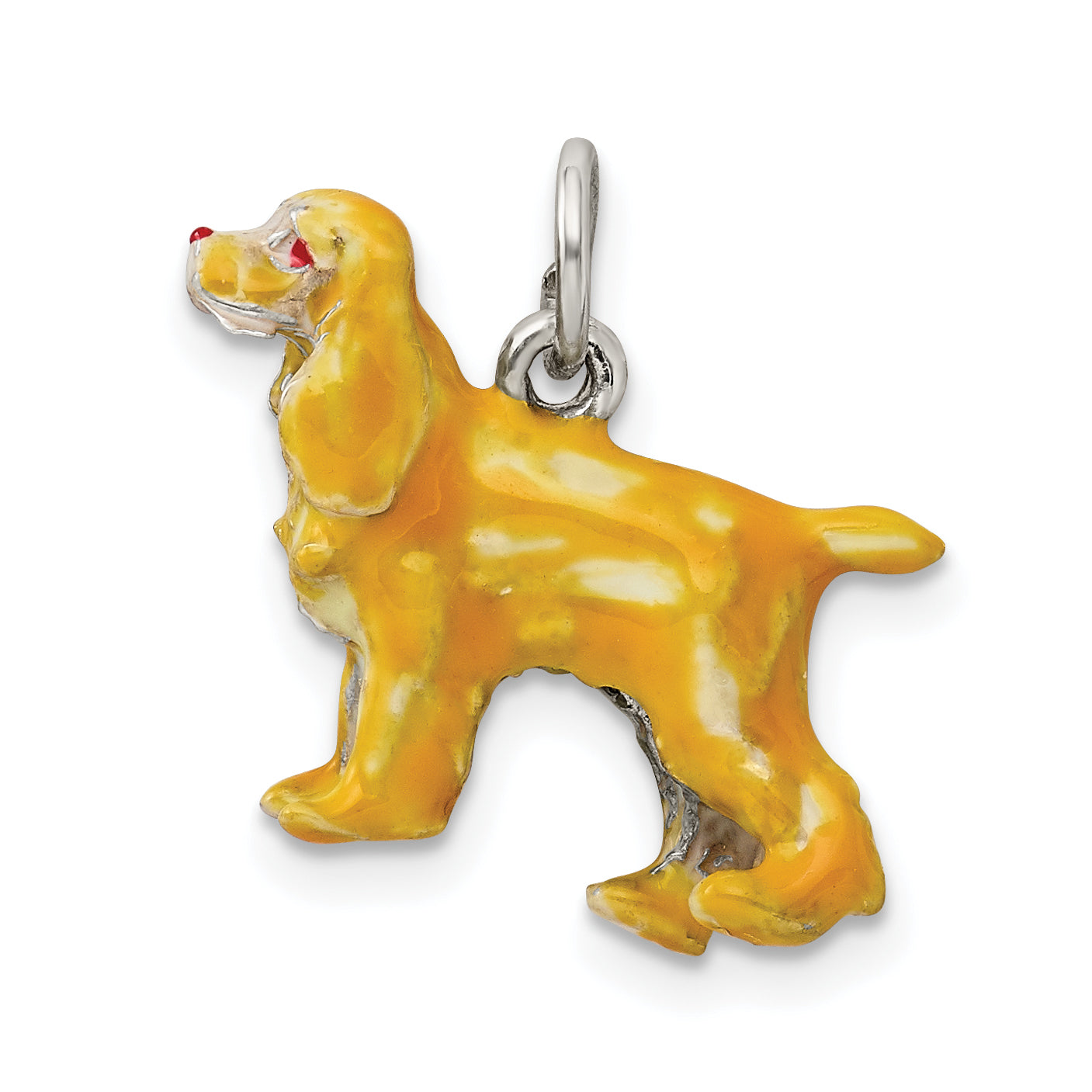 Sterling Silver Enameled Small Cocker Spaniel Charm