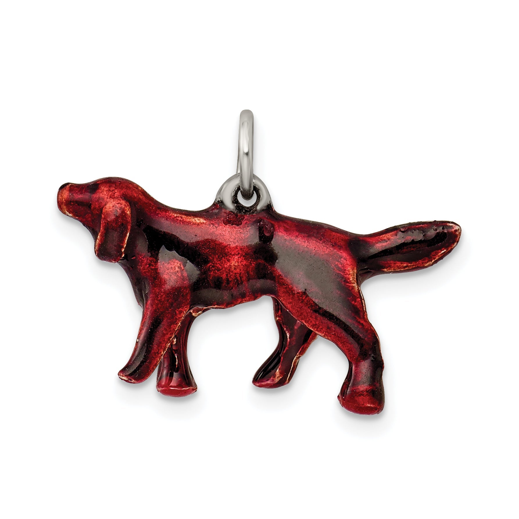 Sterling Silver Enameled Small Irish Setter Charm