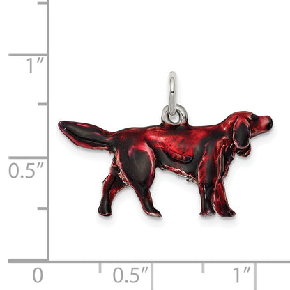 Sterling Silver Enameled Small Irish Setter Charm