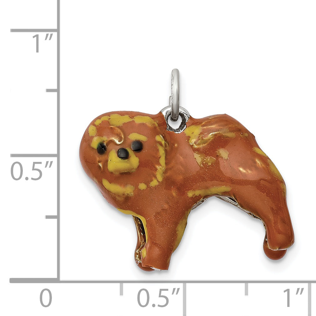 Sterling Silver Enameled Chow Dog Charm