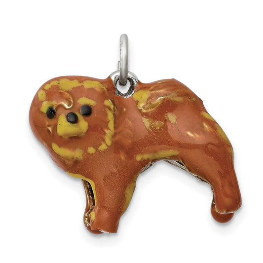 Sterling Silver Enameled Chow Dog Charm