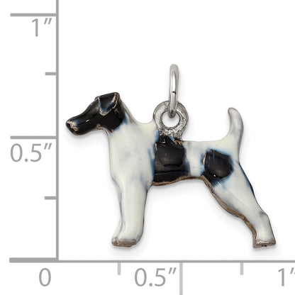 Sterling Silver Enameled Smooth Hair Fox Terrier Charm