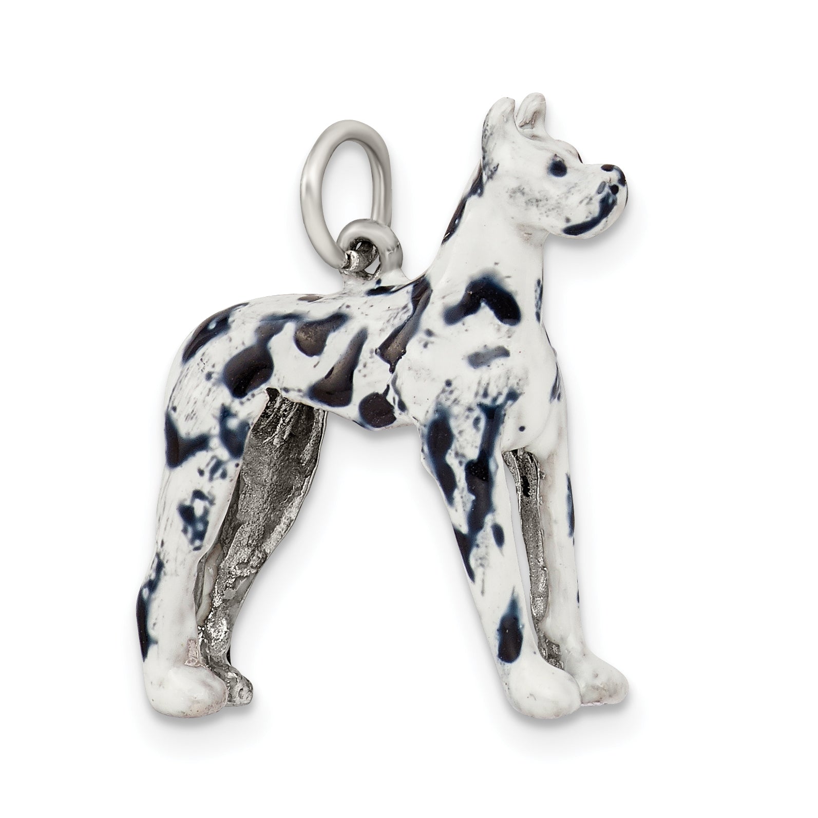 Sterling Silver Enameled Great Dane Charm