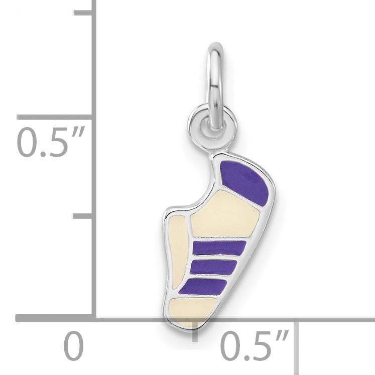 Sterling Silver Purple & White Enameled Sneaker Charm