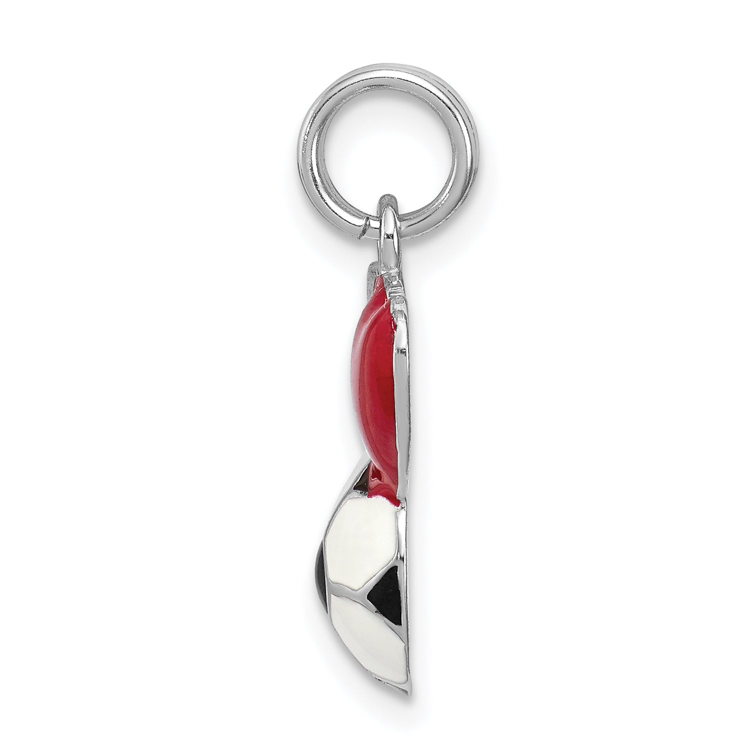 Sterling Silver Rhodium-Platedenamel I Heart Soccer Ball Charm