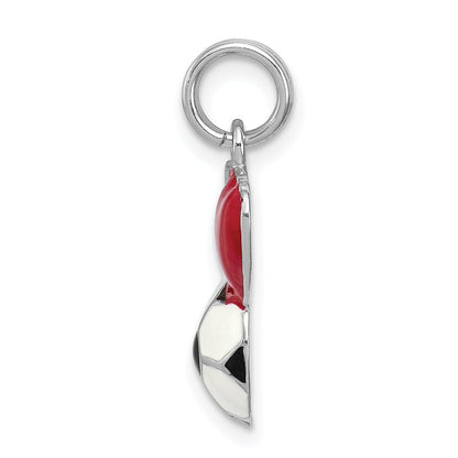 Sterling Silver Rhodium-Platedenamel I Heart Soccer Ball Charm