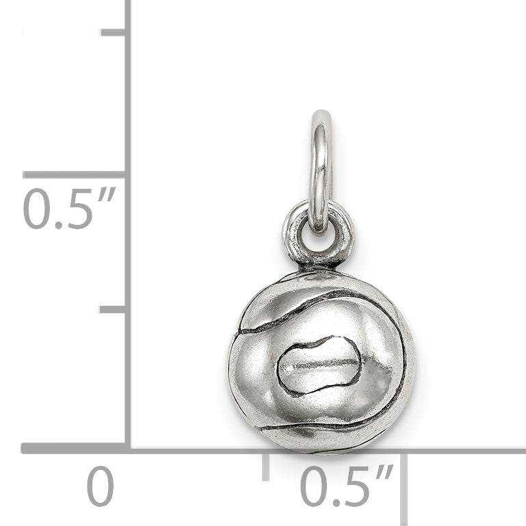 Sterling Silver 3D Antiqued Tennis Ball Charm