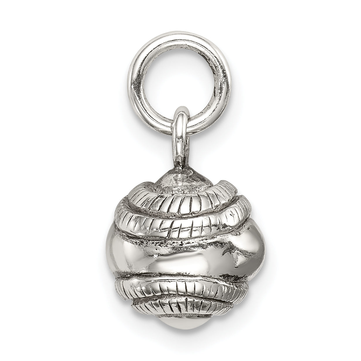 Sterling Silver 3D Antiqued Baseball Charm