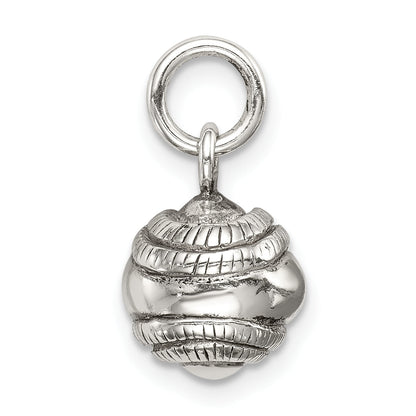Sterling Silver 3D Antiqued Baseball Charm