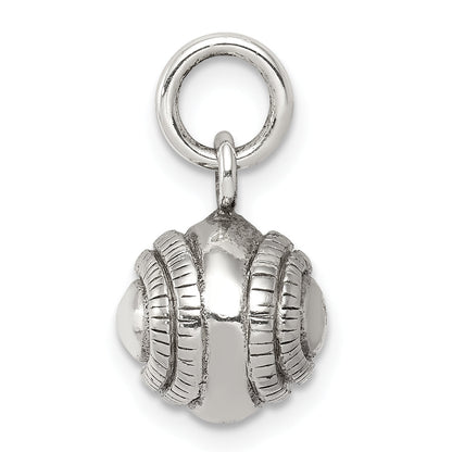 Sterling Silver 3D Antiqued Baseball Charm