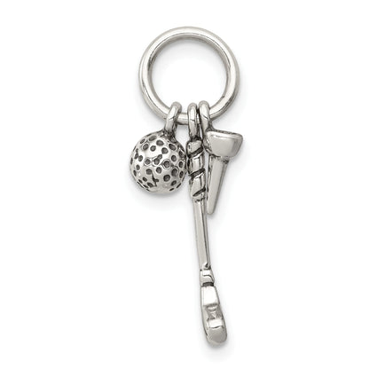 Sterling Silver Antiqued Golfer'S Charm