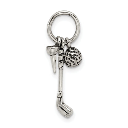 Sterling Silver Antiqued Golfer'S Charm