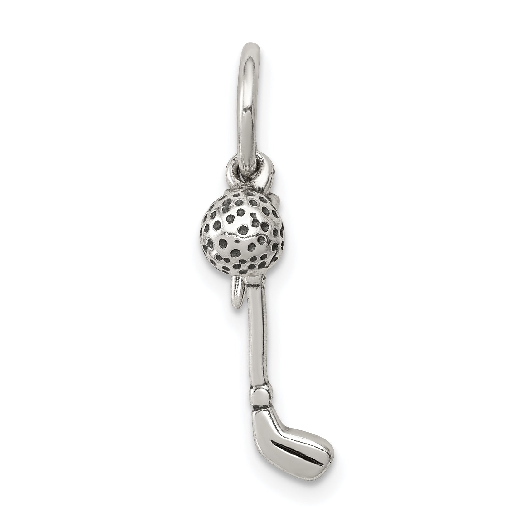 Sterling Silver Antiqued Golfer'S Charm