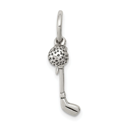 Sterling Silver Antiqued Golfer'S Charm