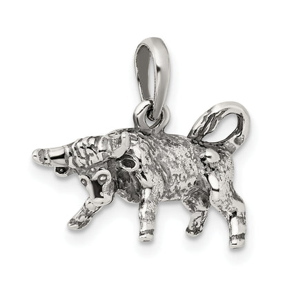 Sterling Silver Antiqued Taurus Zodiac Pendant