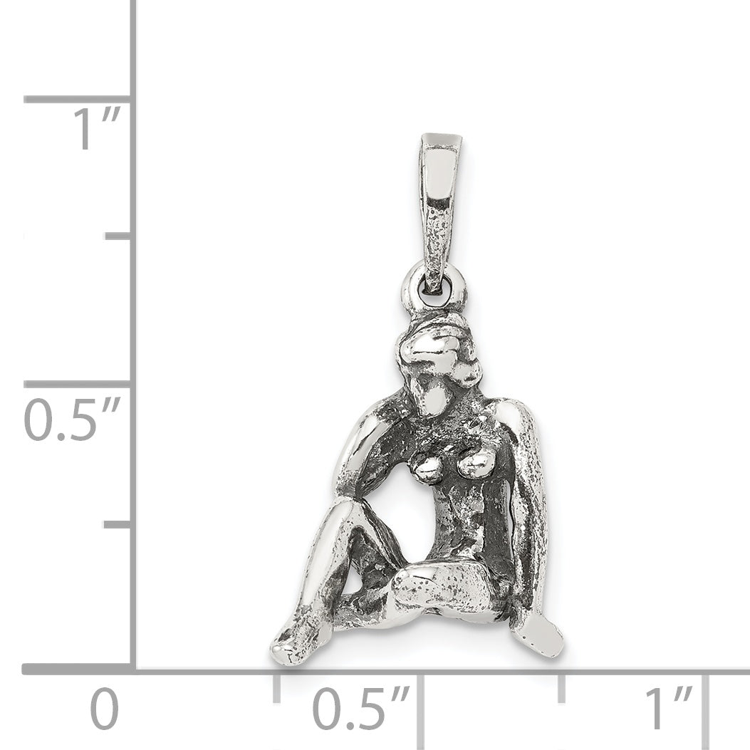 Sterling Silver Antiqued Virgo Zodiac Pendant