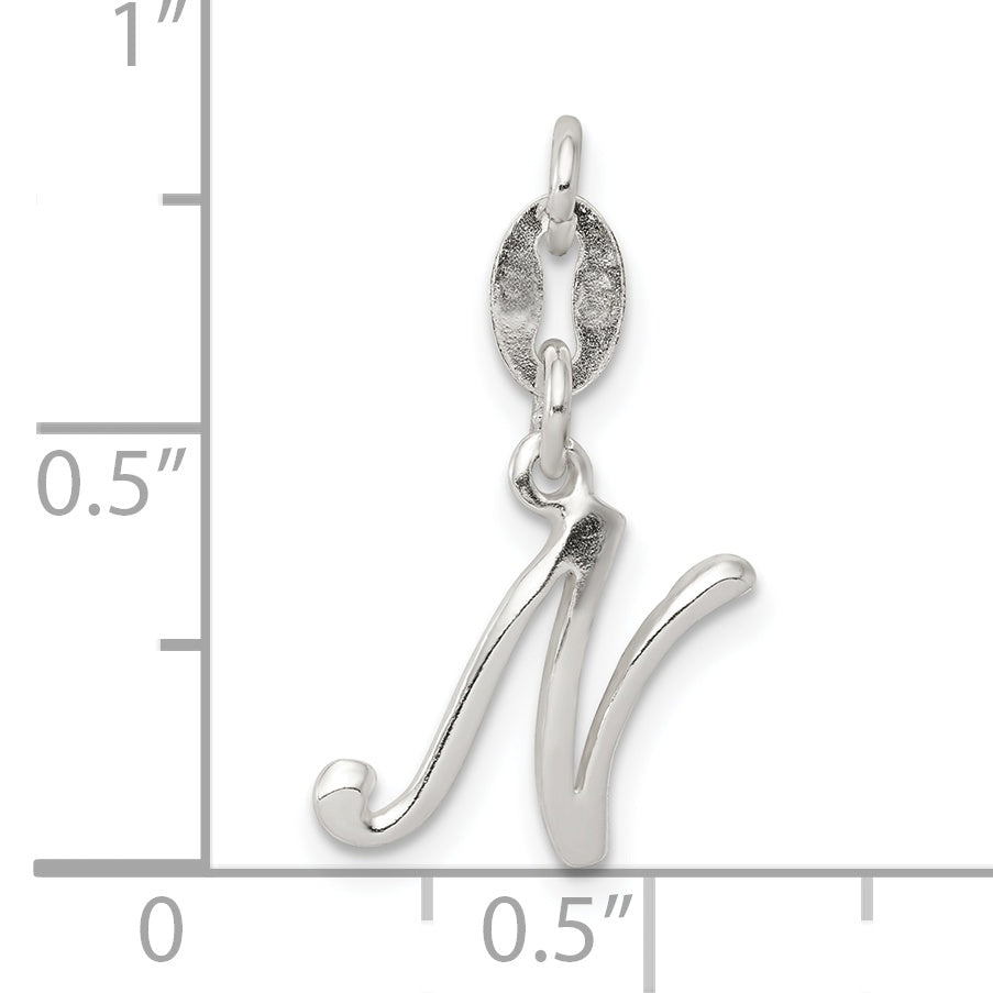 Sterling Silver Letter N Initial Charm