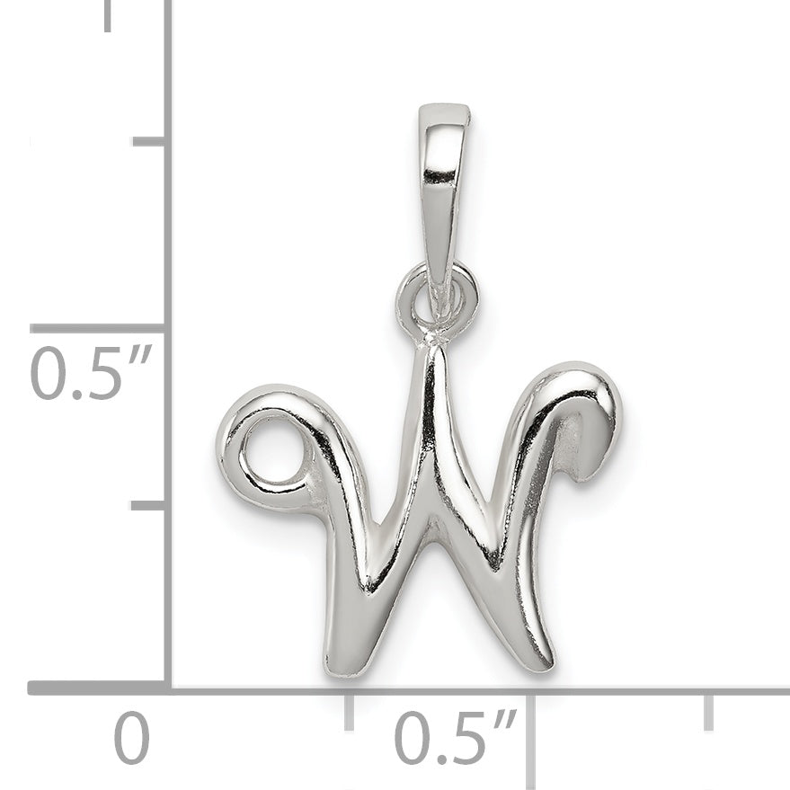 Sterling Silver Letter W Initial Pendant