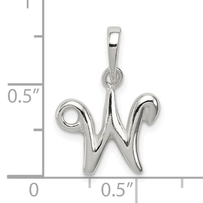 Sterling Silver Letter W Initial Pendant