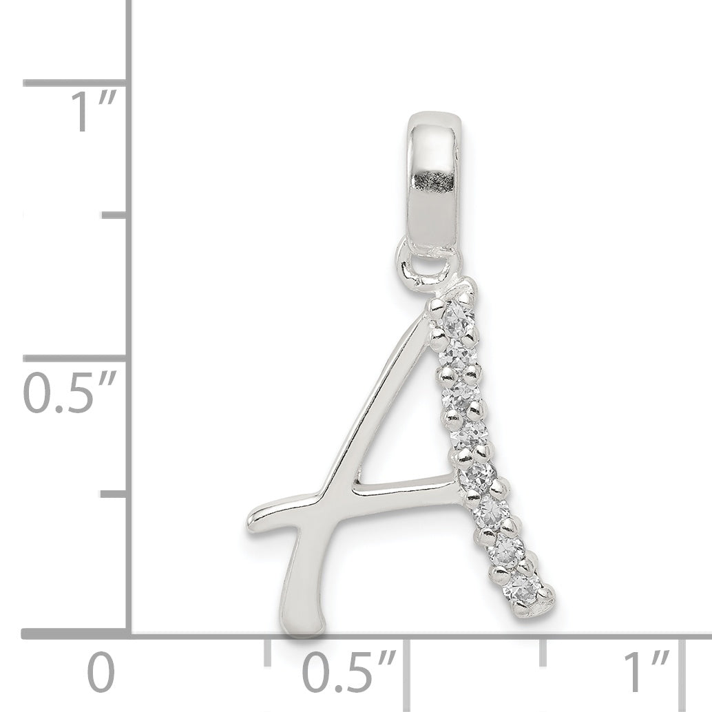Sterling Silver Cz Letter A Initial Pendant