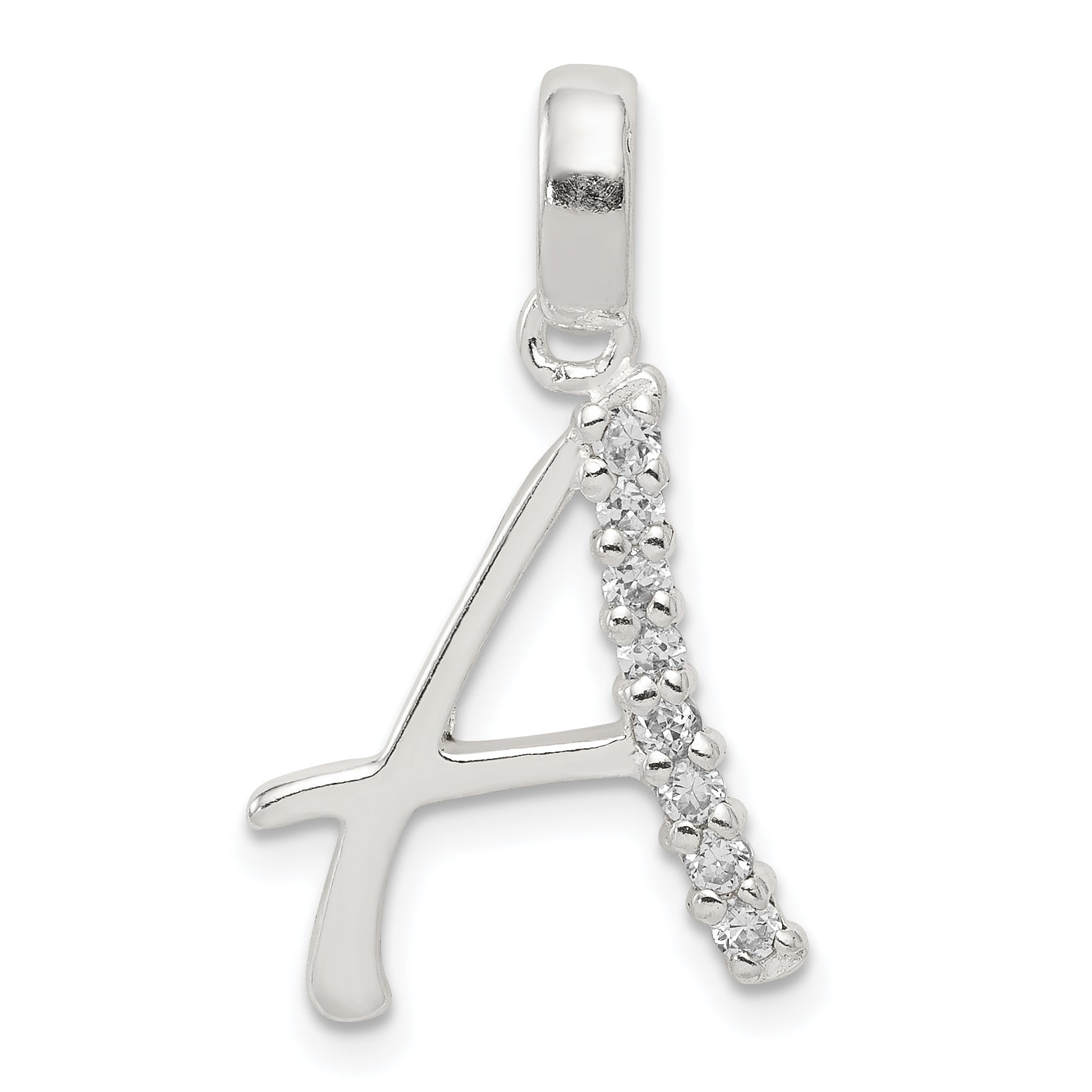 Sterling Silver Cz Letter A Initial Pendant
